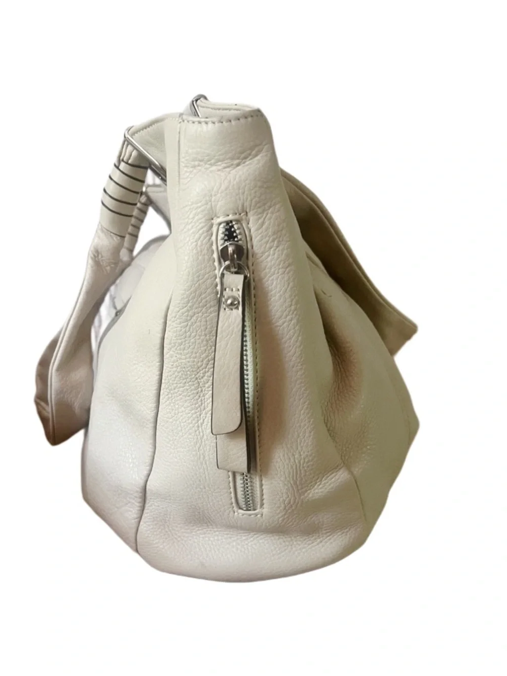 b. makowsky Bone Pebbled Leather Hobo Tote